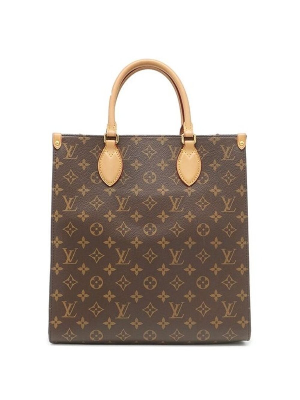 Louis Vuitton 2-Way Sac Plat PM Monogram Canvas Gold Brown Shoulder Tote Bag
